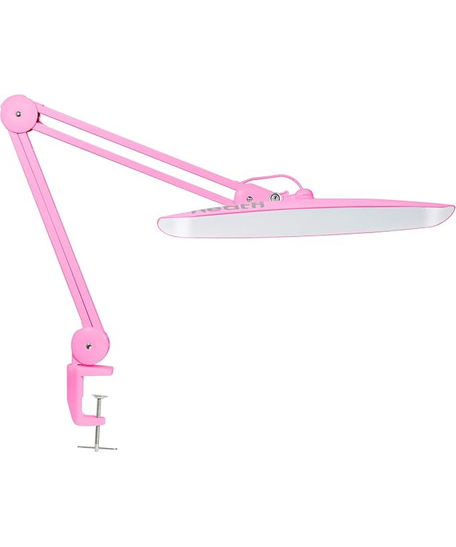 Neatfi XL 2,200 Lumens LED Desk Lamp with Clamp, 24 Watt Bright Architect Task Lamp, 20 Inches Dimmable Computer Light, Adjustable Desk Light for Home, Office, Crafts, Nails & Hobbies (Non-CCT, Pink)