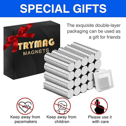 TRYMAG 340Pcs Small 4x1mm Mini Neodymium Magnets, Tiny Round Fridge Magnets Strong Rare Earth for Fridge, Whiteboard, Billboard, Hobbies, Dry Erase Board