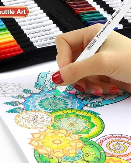 Shuttle Art Permanent Markers, 30 Assorted Colors Ultra Fine Point Permanent Marker Packed in Travel Case, Ideal Colored Markers Set for Adults Coloring Doodling on Plastic, Glass, Gift for Teens