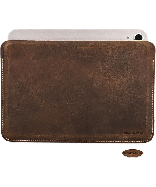Top Grain Leather 8.3" Slim Tablet Protective Case, Solid Minimalist Vintage Design, Fully Handmade, Compatible with 8.3" iPad mini 6 iPad mini 7.9" & Other Tablets, Coffee 8.3 Inch