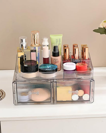 ZHIAI stackable storage drawer, cosmetic acrylic storage box, cosmetics and beauty product storage organizer, suitable for makeup room, bathroom, storage room