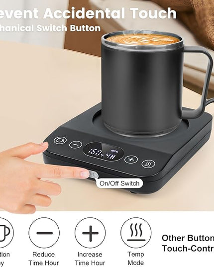 Coffee Mug Warmer & Mug Set, 30W Coffee Cup Warmer with 16oz Cup for Desk with Auto Shut Off, Timer Function, Smart Mug Heater for Heating Coffee, Tea, Candle, Beverage, Gifts