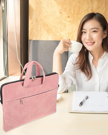 Veemoon Laptop Tote Bag for Women 15.6-Inch Pink Waterproof Laptop Shoulder Bag with Adjustable Strap Portable Tablet Computer Handbag for Work and Travel