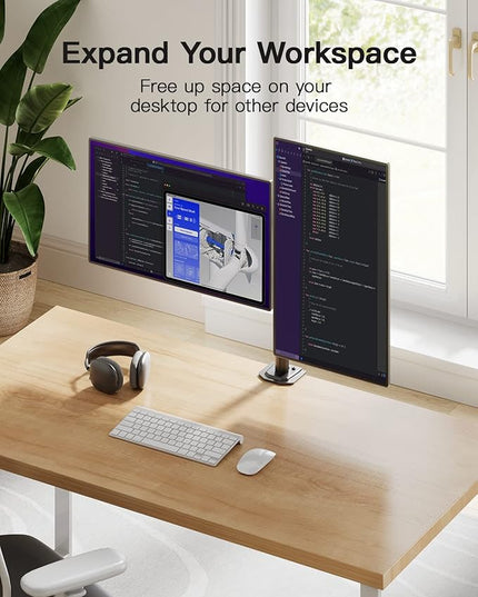 HUANUO Dual Monitor Mount for 2 Monitors up to 30 inches, Heavy Duty Dual Monitor Stand Holds up to 22 lbs, Dual Monitor Arm with Height Adjustable Tilt Swive Rotate, VESA Hole 75mm or 100mm