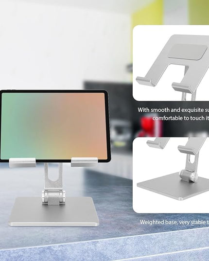 BESPORTBLE Foldable Aluminum Alloy Tablet and Laptop Stand Portable Adjustable Computer Holder for Desk Use Compatible with Ipad and Notebooks Silver Gray