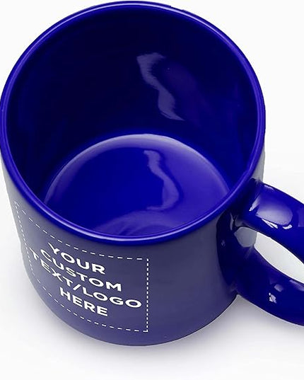 Custom Ceramic Coffee Mugs 11 oz. Set of 50, Personalized Bulk Pack - Coffee cup set, Iced coffee cup, Gaming mug - Cobalt Blue