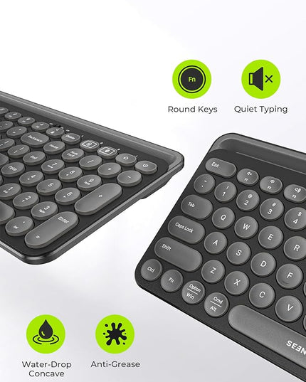 seenda Bluetooth Keyboard and Mouse for iPad, CTU-301 Wireless Multi-Device Connection Bluetooth+2.4G Keyboard Mouse Combo with Tablet Holder for iPad/MacBook/Windows, iOS/Andriod/Phone, Black