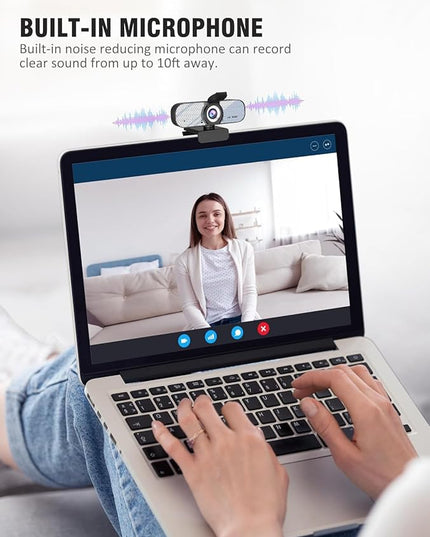 1080P HD Webcam with Built-in Microphone, Rotatable Tripod, Wide-Angle Lens,Privacy Cover, Auto Light Correction, Plug & Play USB-A Webcam for Laptop, Desktop, PC, Streaming-White