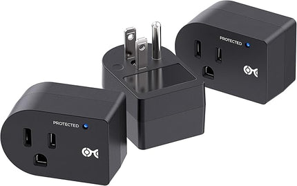 [ETL Listed] Cable Matters 3-Pack Non-Blocking 490 Joules Single Outlet Surge Protector, 15A / 1875W, Wall Surge Protector Outlet, Black
