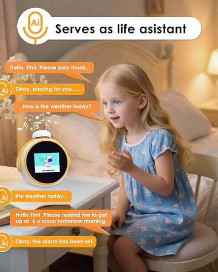 AI Clock, Alarm Clock for Kids, Clock with ChatGPT, AI Device, Sound Machine to Wake Alarm Clock for Toddlers and Kids,3-15 Years Bedroom, 2.4G WiFi, 2.8 Inch Screen