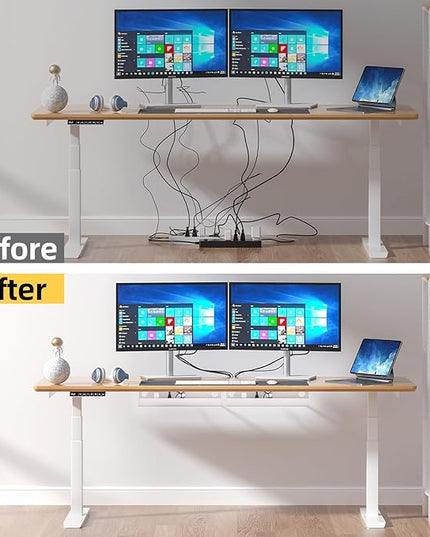 YECAYE Large Under Desk Cable Management,Easy Install Cable Management Under Desk with 4 Cord Holders & 6 Ties,Child & Pet-Safe Cord Hider,Wire Organizer,Wire Cover Tray,White