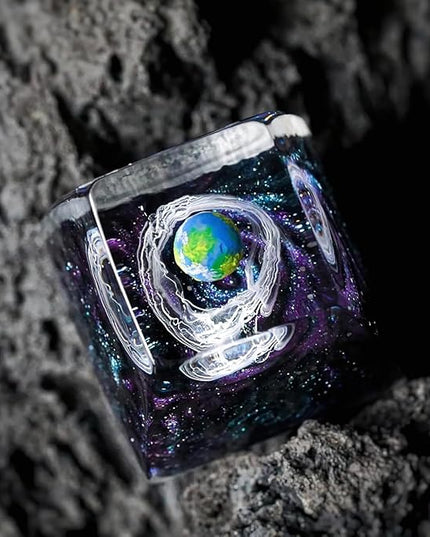 Earth Artisan Keycap R1 SA Profile Custom Solar System Planets Keycaps 1U ESC Handmade Resin Gaming Planet Galaxy Key Cap Cherry MX Switch Compatible Mechanical Keyboard Space Lover Gift