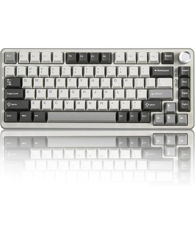 YUNZII B75 PRO Wireless Mechanical Keyboard,75% Layout with Knob,Hot Swap Gasket Custom Structure,Creamy Pre-lubed Switches,RGB Backlit,Bluetooth/Type-C/2.4G for Win/Mac(Milk Switch,Grey)