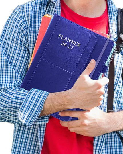 2026-2027 Planner - Weekly & Monthly Planner Runs from January 2026 to June 2027, 5.8" x 8.25", 18 Months Planners, 14 Notes Pages, Inner Pocket, PU Leather Hard Cover, Blue Monthly Planners 2026-2027