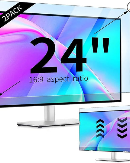 IPROKKO 【2 Pack】 24 inch Anti-Blue Light monitor Screen Protector for 16:9 Widescreen,Removable Anti Glare Blue Light Blocking Screen Filter，LED PC Anti-UV Eye Protection Filter Film