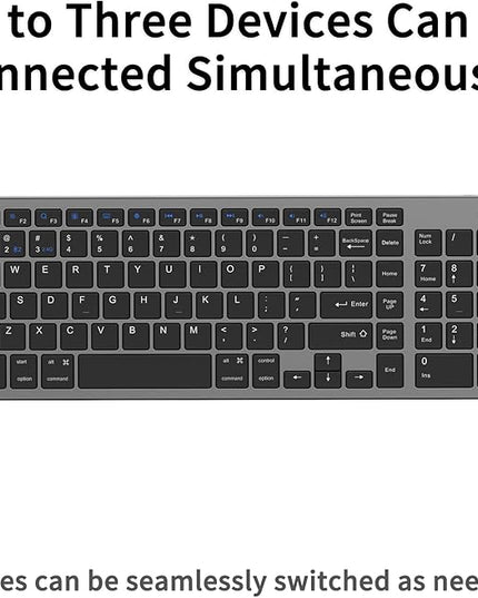 JKSML Wireless Keyboard with 102 Keys, Bluetooth and 2.4 GHz Wireless, Low Profile, Number Pad, Fluid Quiet Typing, 12 Programmable Keys, USB C Rechargeable, for Phone, Tablet, PC, Laptop, TV - Black