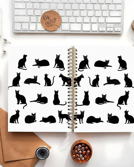 Cat Notebook, Cat Journal - Cat Gift Journal, Black Cat Spiral Notebook, Black Cat Gifts, Cat Notepad, Cat Stationary, College Ruled Spiral Notebook 80 Sheets -160 Pages 5.5x8.3 Inch