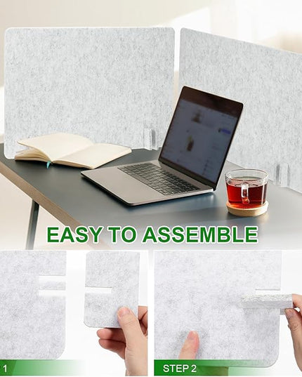 PATIKIL Desk Dividers 24" x 16", 1 Pack Desk Privacy Panel Freestanding Noise Reducing Partition Acoustic Panel with 4Pcs Support Feet for Testing Office Home Library, Black Style B