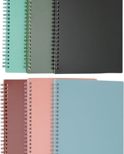 Yansanido Spiral Notebook, 6 Pcs A5 Thick Plastic Hardcover Graph Paper 6 Color 80 Sheets -160 Pages Journals for Study and Notes (6 colors, A5 5.7" x 8.3"-Grid)