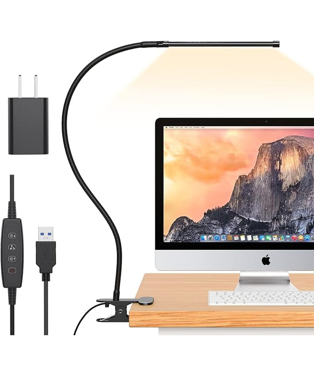 iZELL LED Desk Lamp for Home Office with Clamp [77 LEDs Light 3 Color Modes & 10 Brightness Levels] Flexible Gooseneck Book Lights, Easy Clip on Reading Headboard