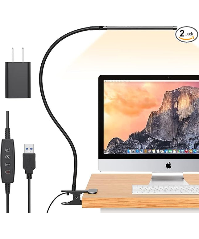 iZELL Desk Light [2-Pack] LED Desk Lamp with Clamp [77 LEDs with 3 Color Modes & 10 Brightness Levels] Flexible Gooseneck Book Light, Easy Clip-on Reading Light