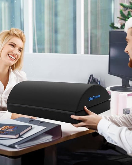 BlissTrends Foot Rest for Under Desk at Work-Versatile Foot Stool with Washable Cover-Comfortable Footrest with 2 Adjustable Heights for Car,Home and Office to Relieve Back,Lumbar,Knee Pain-Black Long