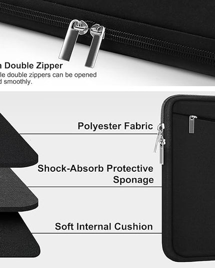 Laptop Sleeve Case 17 inch, Durable Computer Carrying Bag Protective Case Briefcase Handbag with Front Pocket, Slim Laptop Cover for 17-17.3 Inch HP, Dell, Lenovo, Asus, Notebook, Black