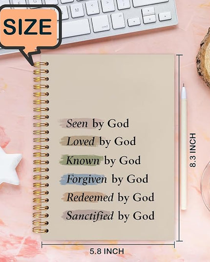 Christian Spiral Notebook 5.5x8.3in, Seen by God God Journal for Women, Prayer Journal for Woman, Inspirational Bible Notebooks for Note Taking, Christian Gifts Hardcover Notebook