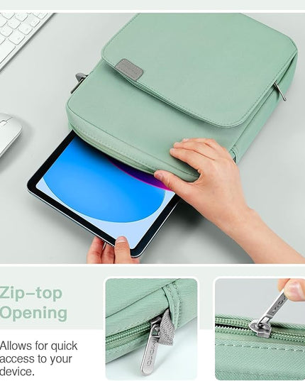 MoKo 9-11 Inch Tablet Sleeve Bag Handle Carrying Case with Shoulder Strap Fits 11inch iPad Air M3, iPad A16 2025, Pro 11 inch, iPad 10/9/8/7th Gen, Tab S8/S9 11", Cyan