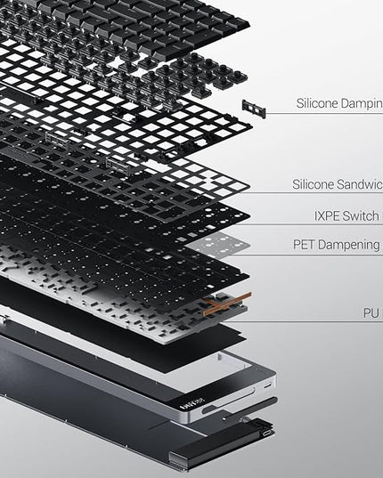 LOFREE Flow2 Low-Profile Mechanical Keyboard, Aluminum Alloy with Surfer Linear Switches, Rechargeable Wireless Keyboards with 3 Mode Connections for Windows, macOS (Silver, 84 Keys)