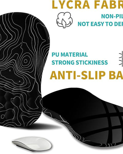 Hokafenle Ergonomic Mouse Pad Wrist Support, Wrist Rest Mousepad for Carpal Tunnel Pain Relief with Integrated Memory Foam Slope Massage Bulge (11.8x7.9 inch,Topographic Contour)