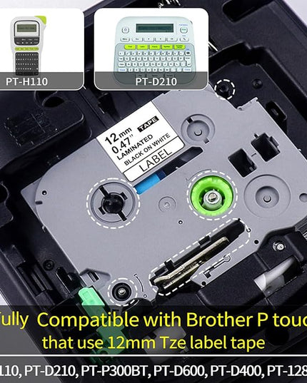 5 Multicolor TZ Tapes Replacement for Brother P Touch Label Tape TZe 12mm 0.47 Laminated Colored Tape TZe 231-735 White/Black/Red/Blue/Green for Brother Ptouch PTD210 PTP300BT PTD600 PT1280