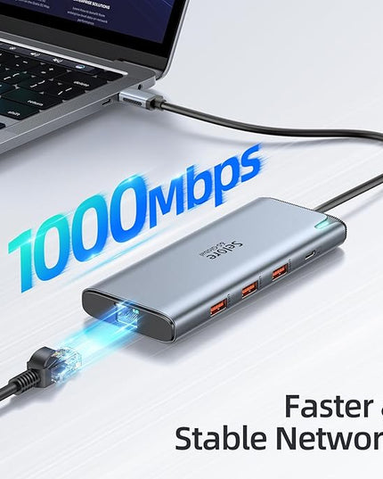 Docking Station USB C Video,8K Laptop Docking Station Dual Monitor 8K@60Hz 2*HDMI,USB-C Hub with USBC Video Output,4 * 10Gbps USB Port,Ethernet,100W PD for Portable Monitor,MacBook Pro/Air,Dell,HP
