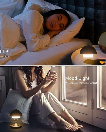 Modern Table Lamp Cordless Portable Desk Lamp, 2700K Stepless Dimming Rechargeable Battery Operated LED Lights for Bedroom, USB-C Charging, Restaurant/Bar/Night Light/Gifts (Sand Black)