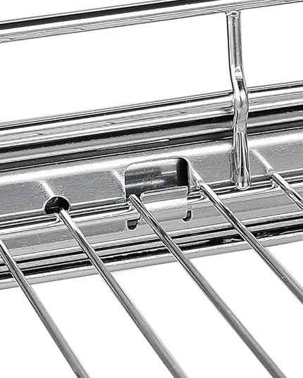 OCG Pull Out Cabinet Organizer 2 Pack (15" W x 21" D), Pull out Shelves 1 Tier, Cabinet Slide Out Shelves for Base Cabinet Organization in Kitchen Bathroom Pantry, Bottom Mount, Chrome Finish
