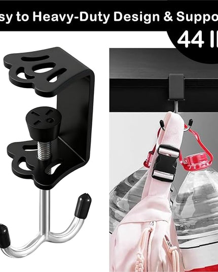 5 Pcs Adjustable Purse Hooks Heavy Duty J Clamp Hooks Bag Hanger for Table, Bag Holder for Table for Desk Key Backpack【Black】
