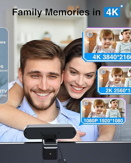 EMEET C980 PRO 3-in-1 4K Webcam with Microphone and Speaker, 60°-98° Wide Angle Webcam w/ 4 Noise Cancel Mics, 2 Speakers, Fixed Focus, Magnetic Privacy Cover, Great for Group and Personal Video Calls