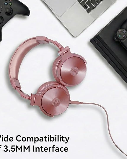 OneOdio Bluetooth Over Ear Headphones, 110 Hrs Wireless/Wired Stereo Sound Foldable Headsets with Deep Bass 50mm Neodymium Drivers for PC/Phone/Tablet - Studio Wireless Pro C, Rose Gold