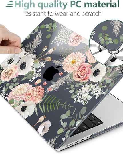 DONGKE Case for M5 MacBook Pro 14 inch 2025 2024-2021 M4 M3 M2 M1, Plastic Hard Shell Cover Compatible with A3434 A3112 A3401 A3185 A2992 A2779 A2442, Retina XDR Display & Touch ID, Dried Flowers
