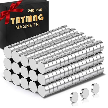 TRYMAG 4x2mm Small 240Pcs Mini Neodymium Magnets, Tiny Round Fridge Magnets Small Strong Rare Earth for Fridge, Whiteboard, Billboard, Hobbies, Dry Erase Board