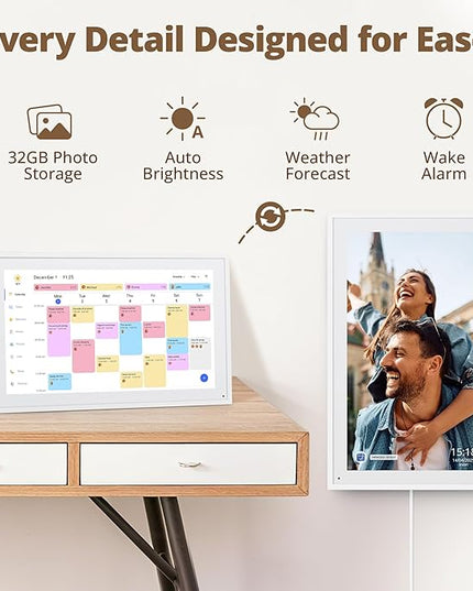 Dragon Touch 15.6" Digital Calendar Chore Chart – 1080P Full HD Interactive Touchscreen, Smart Family Planner, Hearth Display Digital Calendar Wall & Desk Mountable for Seamless Scheduling
