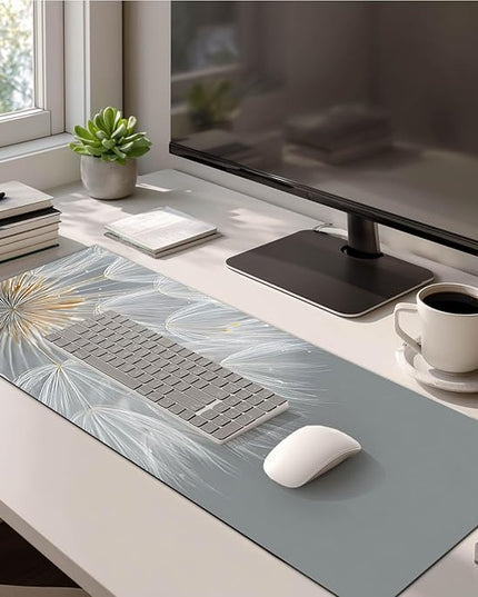 Large Mouse Pad Gaming Mousepad 31.5 x 11.8 Inch Keyboard Desktop Mat Diatomite XL Mouse Pad for Home and Office Desk Accessories with Minimal Dandelion Seed Close-Up Artwork Diatomite