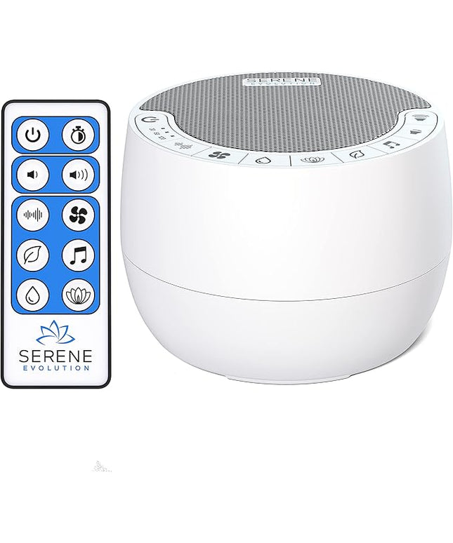 Serene Evolution White Noise Sound Machine with Remote Control - 70 Sound Options for Sleeping Adults and Babies - White Noise Machine for Office Privacy, Noise Canceling with Ocean and Rain Sounds