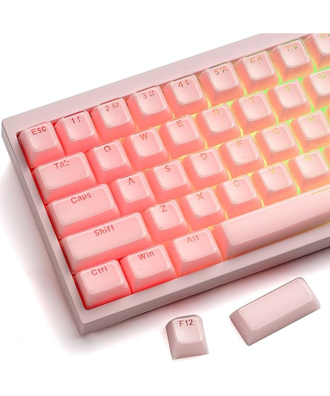 XVX Pink Jelly Keycaps for Mechanical Keyboard, Cute Crystal Keyboard Keycaps, Shine Through Keycap Set Compatible with 61/68/84/87/98/100 ANSI and ISO Layout MX Switches Mechanical Keyboard
