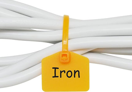 Mr-Label 4-3/8” Nylon Cable Zip Ties Tags Labels Marker – Write on | Self-Locking – with Free Printable Labels - for Wire Marking and Organizing (100, Yellow)