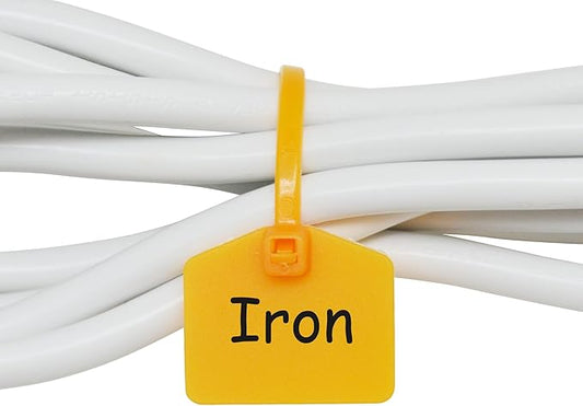 Mr-Label 4-3/8” Nylon Cable Zip Ties Tags Labels Marker – Write on | Self-Locking – with Free Printable Labels - for Wire Marking and Organizing (100, Yellow)