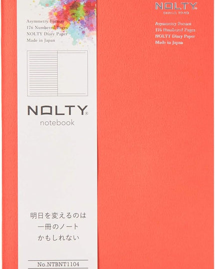 NOLTY Notebook, A5 Lined + Dot Grid, 176 Pages, Made in Japan, Orange, NTBNT1104