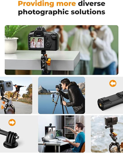K&F CONCEPT Camera Mount Clamp, Super Crab Clamp with 1/4" Thread Holes, 60mm Max Opening for Round Pipe Flat Surface, Monitors, LED Lights, and Other Photographic Accessories