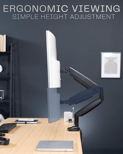 VIVO Premium Aluminum Heavy Duty Single Monitor Arm for Ultrawide Monitor up to 40 inches and 30 lbs, Desk Mount Stand, Pneumatic Height, Max VESA 100x100, Black, STAND-V110Q