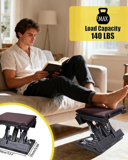 Foot Rest for Under Desk at Work Ergonomic Footrest with Adjustable Height and Angle, Foldable Foot Stool with Removable Pad Massage Beads for Office Gaming Chair Brown